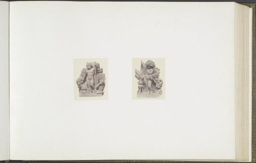 Plaster models for sculptures at the Palais du Louvre: left "Le Commerce" by Sébastien Delarue and right "L'Hiver" by Isidore Romain Boitel