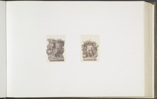 Plaster models for sculptures at the Palais du Louvre: left "L'Océanie" by De Herleg and right "Le Feu" by Henri-Frédéric Iselin