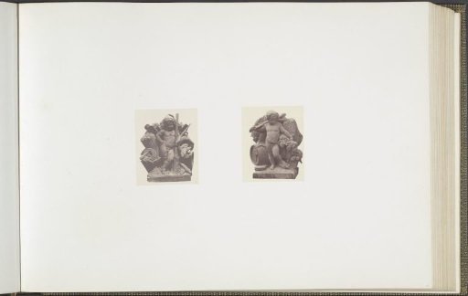 Plaster models for sculptures at the Palais du Louvre: left "La Pêche" by Aimé-Napoléon Perrey and right "L'Automne" by Félix Chabaud