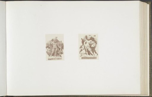 Plaster models for sculptures at the Palais du Louvre: left "L'Amérique" by Louis Veray and right "L'Afrique" by Louis Rochet