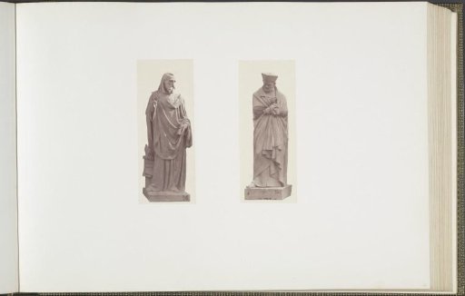 Plaster models for sculptures at the Palais du Louvre: left "Saint Grégoire de Tours" by Jean-Esprit Marcellin and right "Rabelais" by Elias Robert
