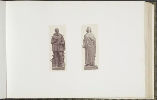 Plaster models for sculptures at the Palais du Louvre: left "Malherbe" by Jean Jules Allasseur and right "Abélard" by Jules Cavelier