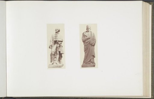 Plaster models for sculptures at the Palais du Louvre: left "Buffon" by Eugène-André Oudiné and right "Froissart" by Henri Lemaire