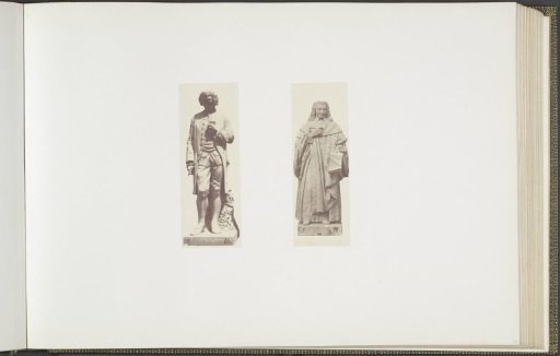 Plaster models for sculptures at the Palais du Louvre: left "Rousseau" by Eugène Farochon and right "Montesquieu" by Nanteuil