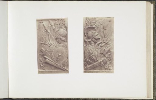 Plaster models for sculptures on the Palais du Louvre: left "La Victoire" by Antoine-Louis Barye and right maker unknown