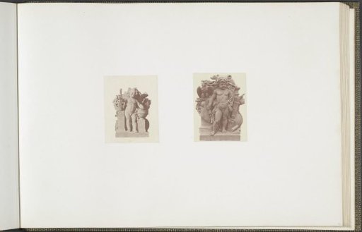 Plaster models for sculptures on the Palais du Louvre: left "L'Astronomie" by Louis Auvray and right "L'Art romain" by Ferdinand Taluet