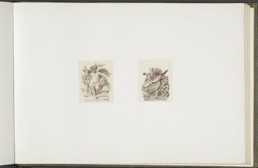 Plaster models for sculptures on the Palais du Louvre: left "La Paix" by Charles Capellaro and right "L'Automne" by Alexandre Schoenewerk