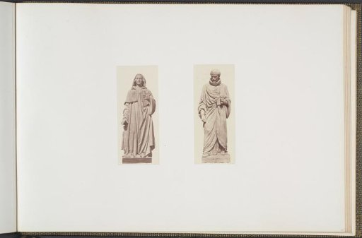 Plaster models for sculptures at the Palais du Louvre: left "Suger" by Nicolas Bernard Raggi and right "De Thou" by Auguste Louis Deligand