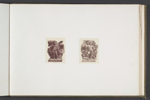 Plaster models for sculptures at the Palais du Louvre: left "Les Combats" by Edme Sornet and right "La Navigation" by Pierre Travaux