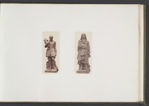 Plaster models for sculptures at the Palais du Louvre: left "Palissy" by Jean Pierre Victor Huguenin and right "Rigaud" by Victor Therasse