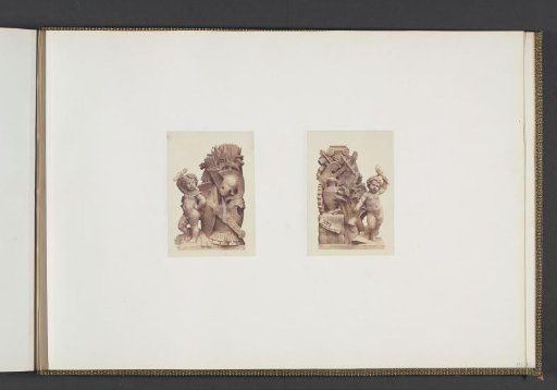 Plaster models for sculptures at the Palais du Louvre: left "La Guerre" by Augustin Alexandre Dumont and right "La Paix" by Antoine Etex