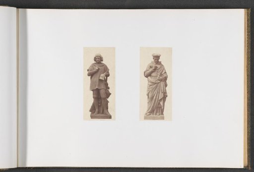 Plaster models for sculptures at the Palais du Louvre: left "Philippe de Commines" by Eugène Louis Lequesne and right "Amyot" by Pierre Travaux