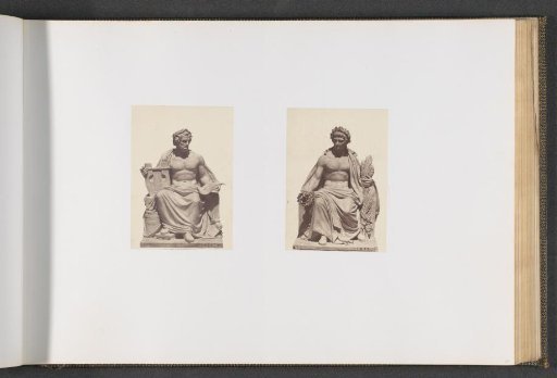 Plaster models for sculptures on the Palais du Louvre: left "Art" and right "Encouragement" by Nanteuil
