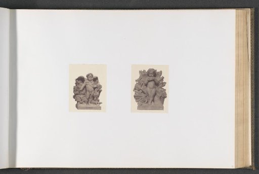 Plaster models for sculptures on the Palais du Louvre: left "The Empire" by Hubert Lavigne and right "Autumn" by Noémi Constant