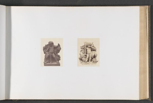 Plaster models for sculptures on the Palais du Louvre: left "Autumn" by François Truphème and right "The Hunt" by Alexandre Schoenewerk
