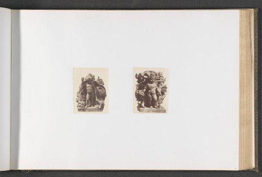 Plaster models for sculptures on the Palais du Louvre: left "Peace" by Joseph Brian and right "Peace" by Cavasse