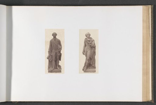 Plaster models for sculptures on the Palais du Louvre: left "Marigny" by Nicolas Bernard Raggi and right "Chénier" by Auguste Préault