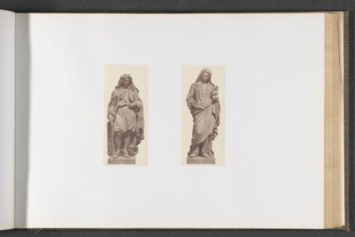 Plaster models for sculptures on the Palais du Louvre: left "Keller" by Pierre Alfred Robinet and right "Coysevox" by Jules Droz
