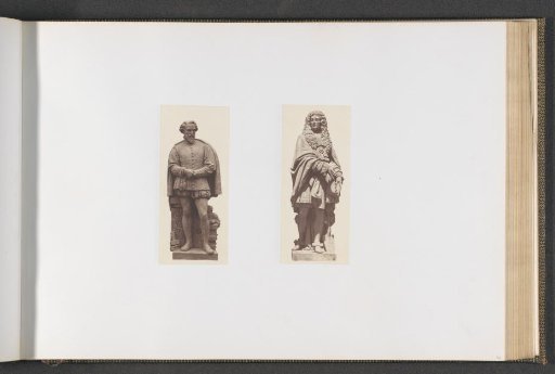 Plaster models for sculptures on the Palais du Louvre: left "Cousin" by Théodore Joseph Napoléon Jacques and right "Le Nôtre" by Jean-Auguste Barre