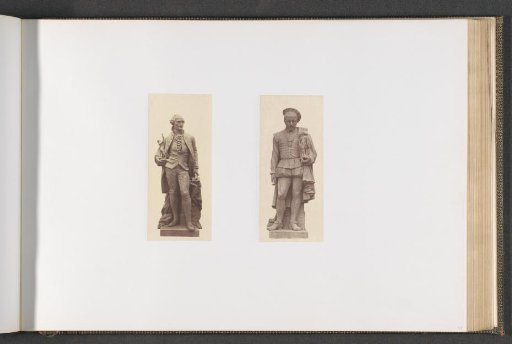 Plaster models for sculptures on the Palais du Louvre: left "Clodion" by Vital Dubray and right "Pilon" by Louis Desprez