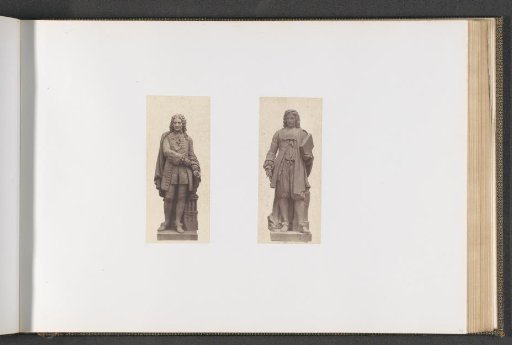 Plaster models for sculptures on the Palais du Louvre: left "Gabriel" by Augustin Courtet and right "Lepautre" by Astyanax Bosio