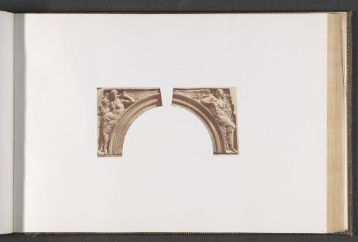 Plaster models for sculptures on the Palais du Louvre: left "Sculpture" and right "Painting" by François Félix Roubaud
