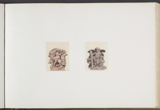 Plaster models for sculptures on the Palais du Louvre: left "The Combats" by Jean-François Soitoux and right "Strength" by Armand Toussaint