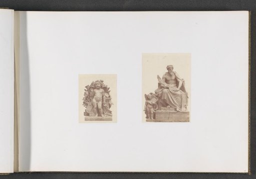 Plaster models for sculptures at the Palais du Louvre: left "La Musique" by Jules Salmson and right "L'Art assyrien" by Jean Louis Nicolas Jaley