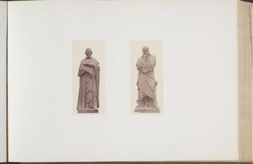 Plaster models for sculptures at the Palais du Louvre: left "Richelieu" by Jean-Auguste Barre and right "Montaigne" by Jean-François Soitoux