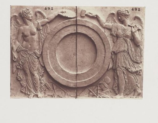 Plaster models for sculptures on the Palais du Louvre: "La Gravure et l'Architecture" by Eugène Louis Lequesne