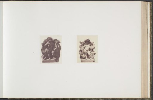 Plaster models for sculptures at the Palais du Louvre: left "La Musique" by Elias Robert and right "Les Beaux-Arts" by Henri-Charles Maniglier