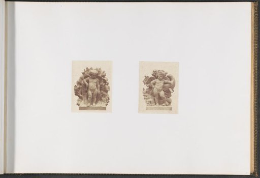 Plaster models for sculptures at the Palais du Louvre: left "Le Printemps" by Noémi Constant and right "Le Bois" by Auguste Poitevin