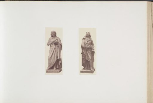Plaster models for sculptures at the Palais du Louvre: left "Poussin" by François Rude and right "Audran" by Jacques Maillet