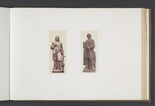 Plaster models for sculptures at the Palais du Louvre: left "Champaigne" by Jean Louis Adolphe Eude and right "Puget" by Antoine Etex
