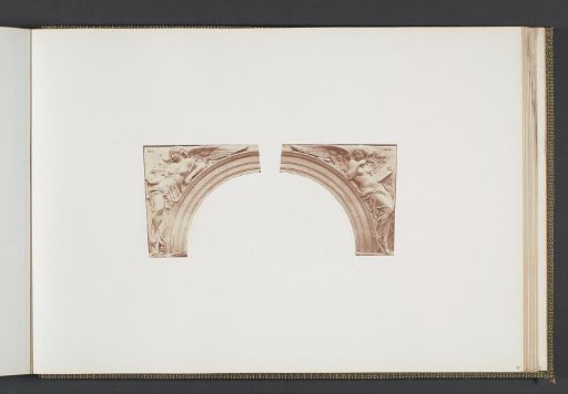 Plaster models for sculptures at the Palais du Louvre: left "La Science moderne" and right "L'Art" by Emile Seurre