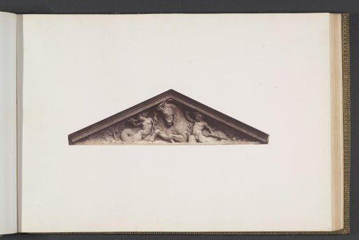 Plaster models for sculptures at the Palais du Louvre: "La naissance du cheval" by Pierre Rouillard