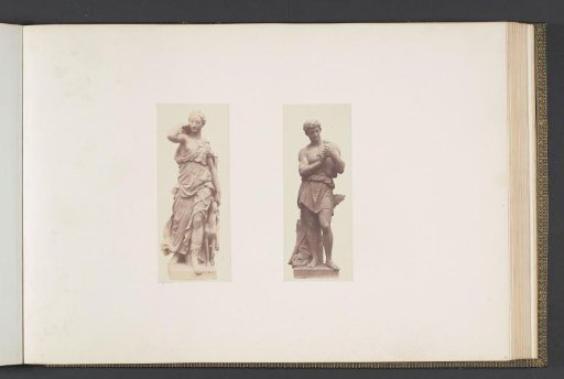 Plaster models for sculptures on the Palais du Louvre: left "Diane" by Jean Louis Adolphe Eude and right "L'Athlète" by Gabriel Thomas
