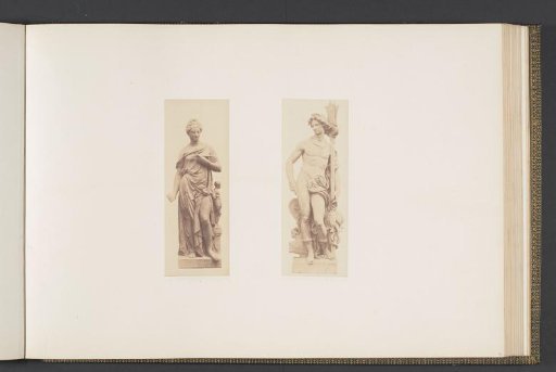 Plaster models for sculptures on the Palais du Louvre: left "La Sculpture" by Jean Jules Allasseur and right "Le Pêcheur" by Charles Gumery