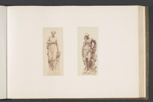 Plaster models for sculptures on the Palais du Louvre: left "Nymphe" by Eugène Farochon and right "La Chasseresse au repos" by Paul Cabet