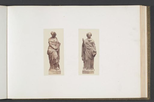 Plaster Models for Sculptures at the Palais du Louvre: on the left "La Gravure" by Jules Droz and on the right "La Peinture" by Jean Louis Nicolas Jaley