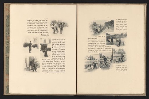 Four scenes with street vendors in Paris, two selling holly branches