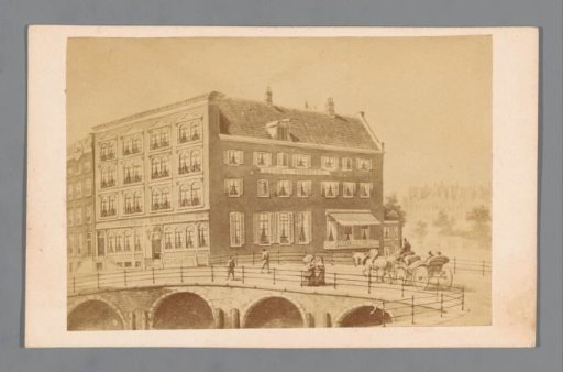 Photographic reproduction of a drawing of Hotel Rondeel in Amsterdam