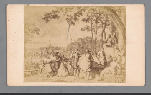 Photographic reproduction of an engraving of Reformed preaching at Antwerp in 1566
