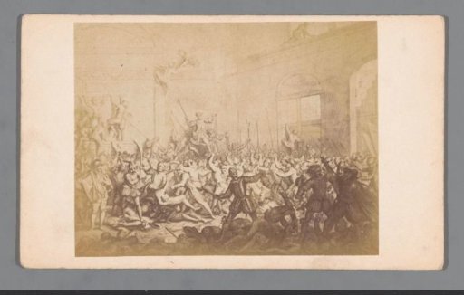 Photographic reproduction of an engraving of the massacre by the Spaniards in the church of Naarden on 1 December 1572