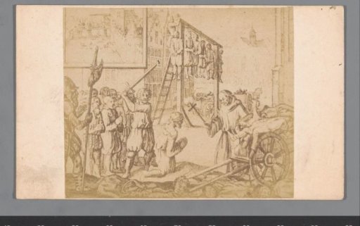 Photographic reproduction of an engraving of the Siege of Haarlem in 1572 and 1573