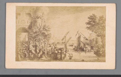 Photographic reproduction of an engraving of the Relief of Leiden on 3 October 1574