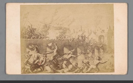 Photographic reproduction of an engraving of the storming of Maastricht by the Duke of Parma on 29 July 1579