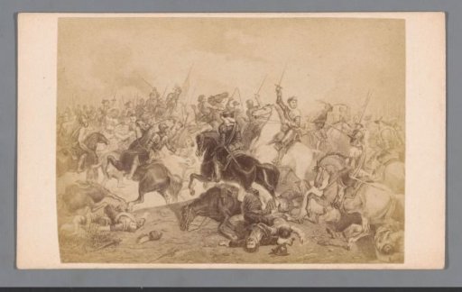 Photographic reproduction of an engraving of the Battle of Turnhout on 23 January 1597