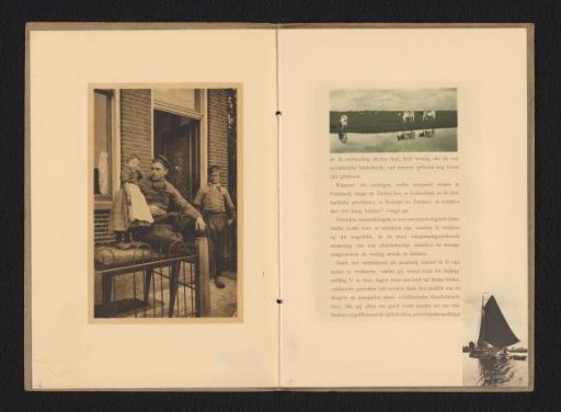 Unknown man, boy and child in front of a house