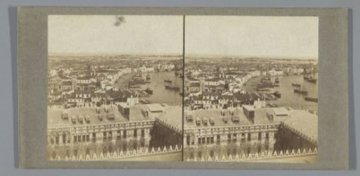 View of a city with a harbor